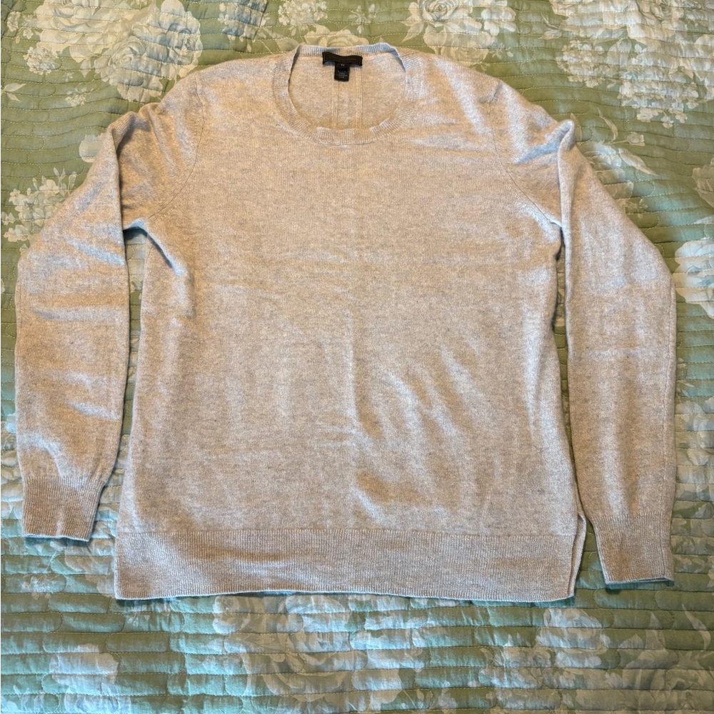 Saks Fifth Avenue Light Gray Cashmere Crew Neck Sweater